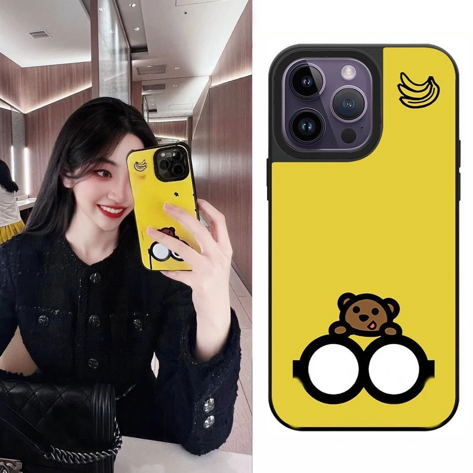 

Cute Yellow MagSafe Mirror Phone Case Cover for iPhone 11 12 13 14 15 Pro Max Case for IPhone 15 Pro Max