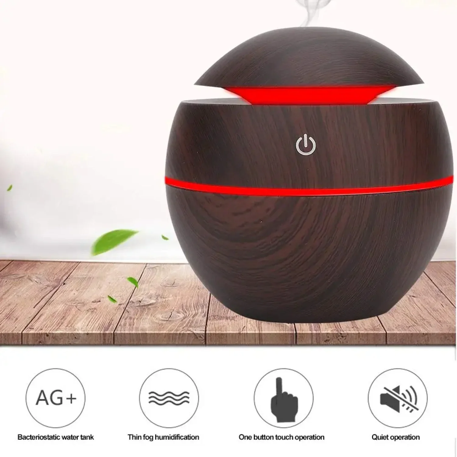 Enhance Your Bedroom Air Quality with Multi-Color Wooden Cool Mist Room Humidifier Diffuser - Improve Room Atmosphere and Sleep 