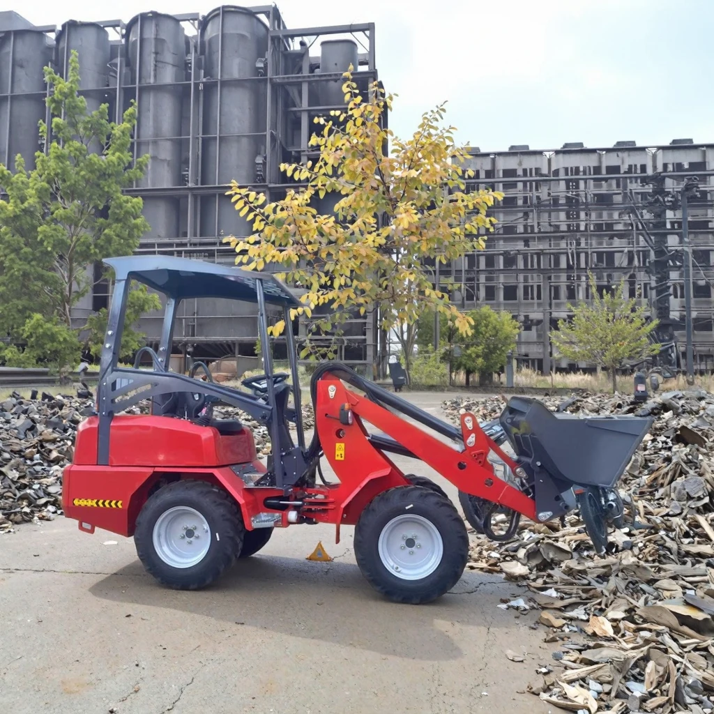 

Mini Loader 1000kg Free Shipping Front Loader 4×4 Wheeled Backhoe Loader All Terrain Skidsteel loader Small Loader 4 wheel