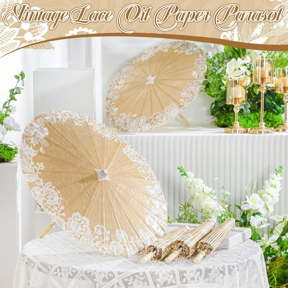مظلات ورقية على الطراز العتيق للبيع بالجملة لحفلات الزفاف، مظلات شمسية مزخرفة يابانية صينية مقاس 23.6 بوصة لحفلات الزفاف وT #4