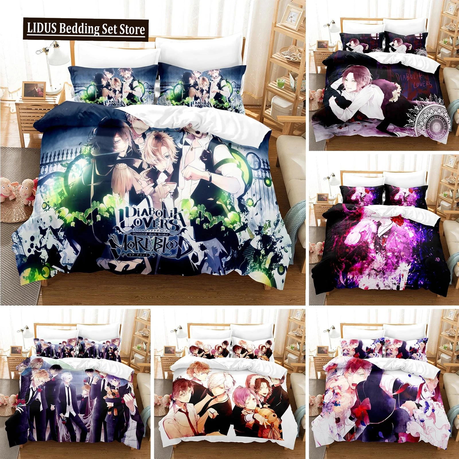 

Anime Diabolik Lovers Bedding Set Duvet Cover Bedroom Comforter Covers Single Twin King ​Size Quilt Cover Home Textile 2/3PCS