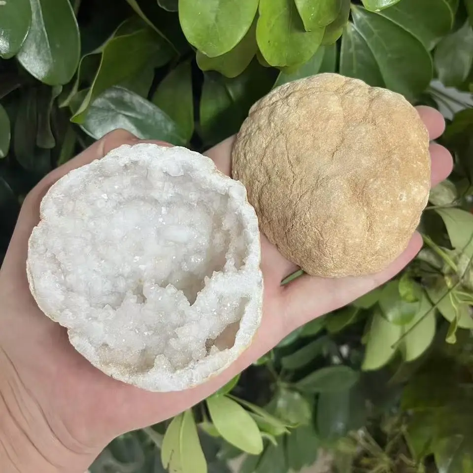 Geoda de cristal marroquí Natural, caja de joyería de regalos DIY, decoración del hogar, luz nocturna, adorno de escritorio, 1 ud.