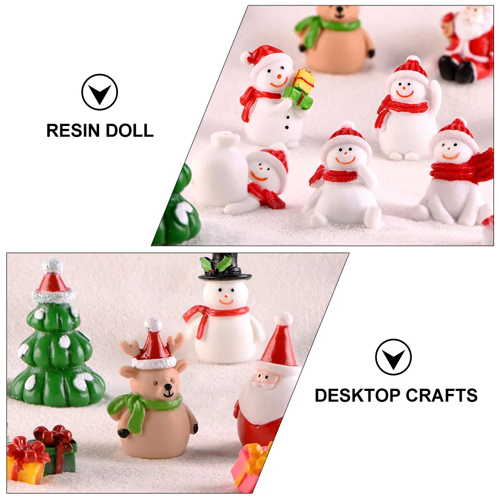 

10 Pcs Snowman Micro Landscape Resin Ornament Decor House Desktop Adornment Christmas Miniature Synthetic