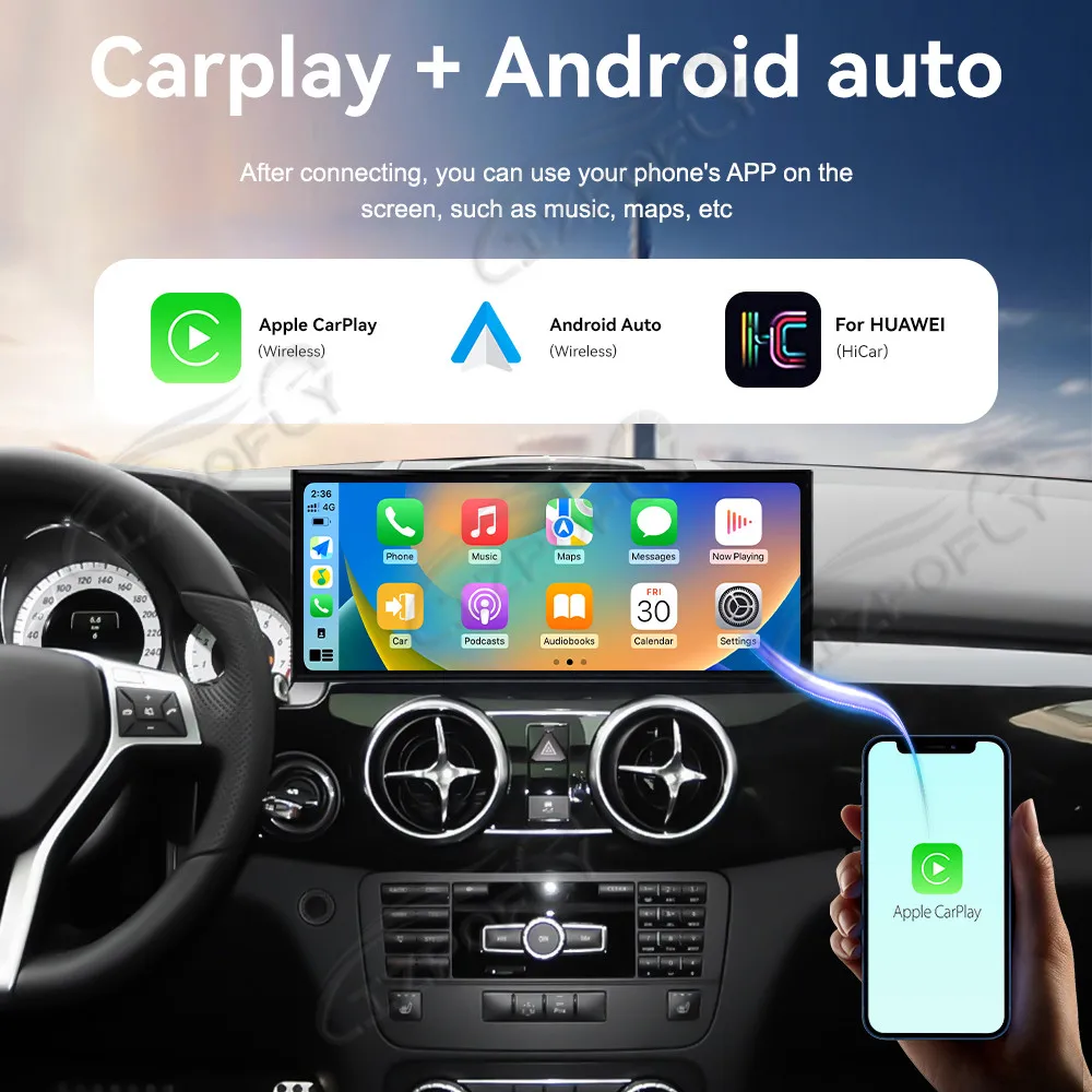 Carplay 15.8 "شاشة أندرويد 14 راديو السيارة لمرسيدس GLK X204 2013-2015 NTG4.5 مشغل وسائط متعددة فيديو ستيريو لتحديد المواقع والملاحة