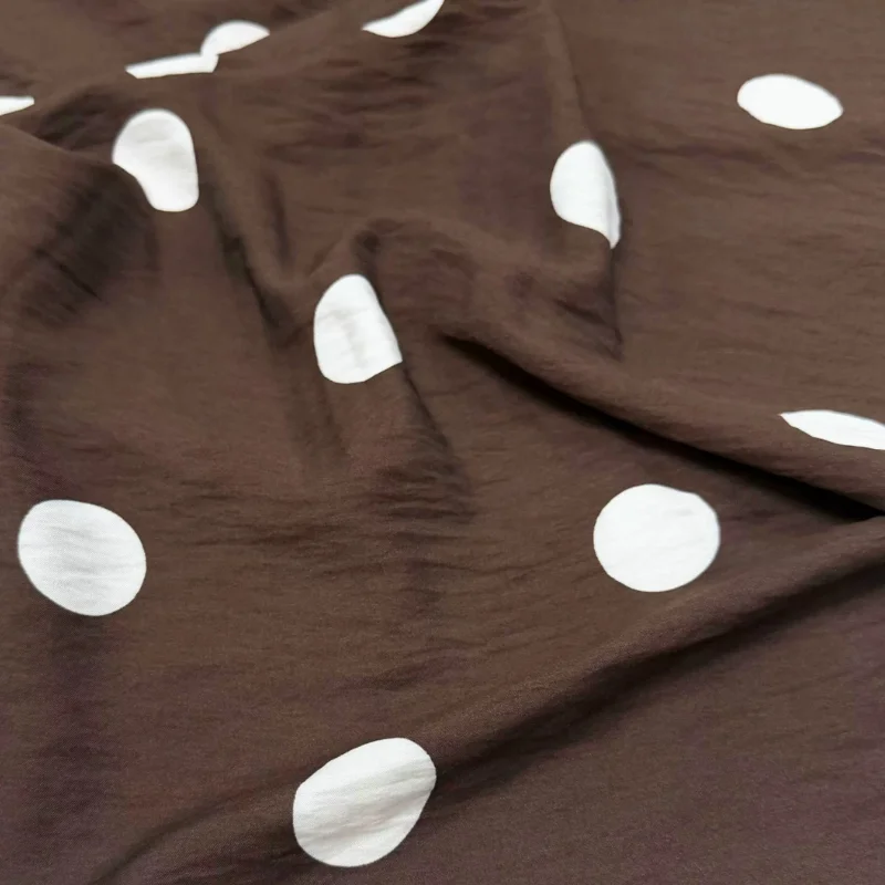 Brown White Large Dot Fabric Skin Friendly Soft Breathable Designer Apparel Textile Material Shirt Dress DIY Sewing Fashion