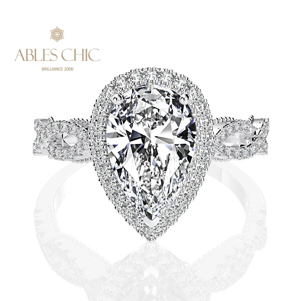 

Solid 925 Silver Lab Diamond 7CT Halo Engagement Ring Craftsmanship 5A Zircons Paved Dazzling Bride Wedding Rings S2R1S2R0936