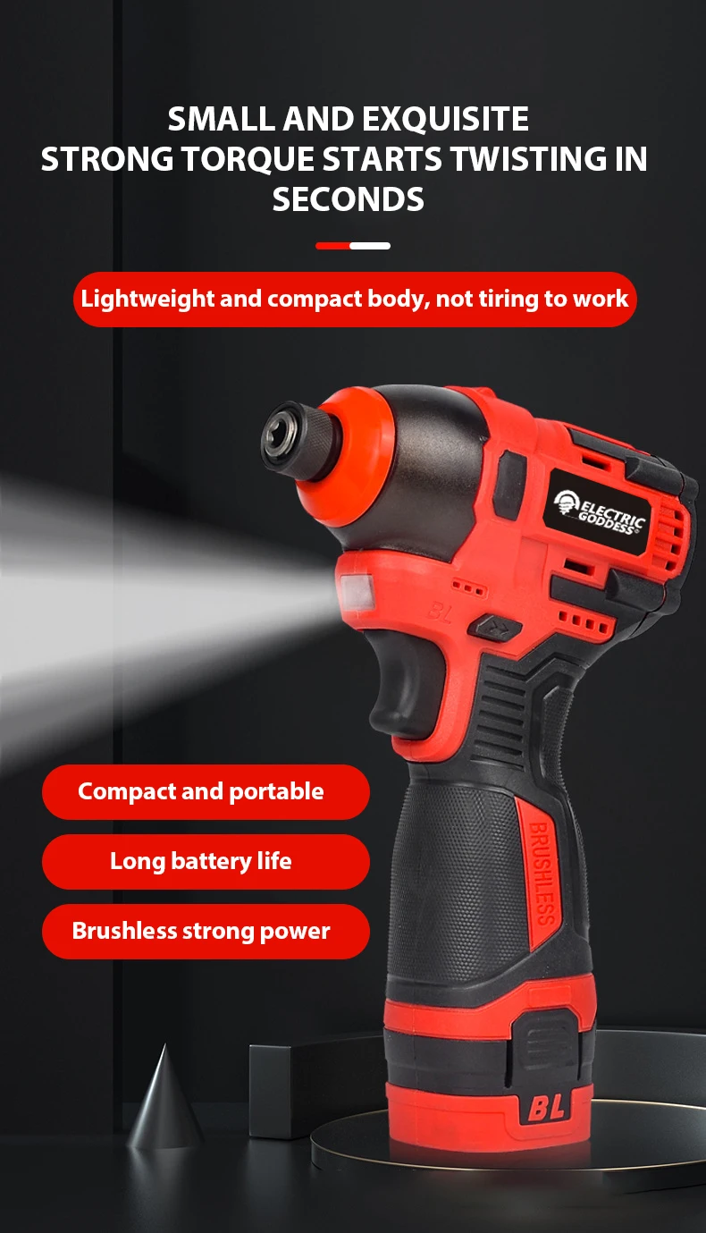 Electric Drill Driver 280N. M Impact Wireless Drill Bit Household Multifunctional Electric Screwdriver Tool