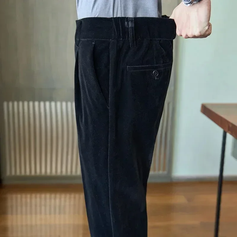 B1878 Summer Good Stretch Smooth Trousers Men Business Elastic Waist Korean Classic Thin Casual Suit Pants Male Brand