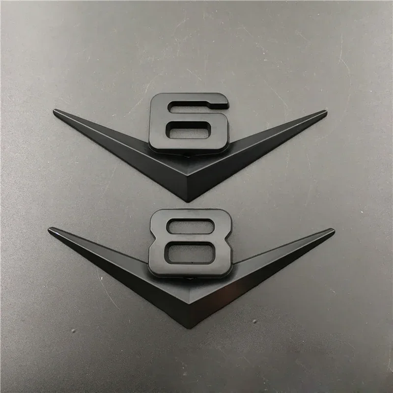 3D Metal Chrome Black V6 V8 Letters Rear Trunk Fender Badge Emblem Stickers Decals For BMW Audi Ford Nissan Car Accessories