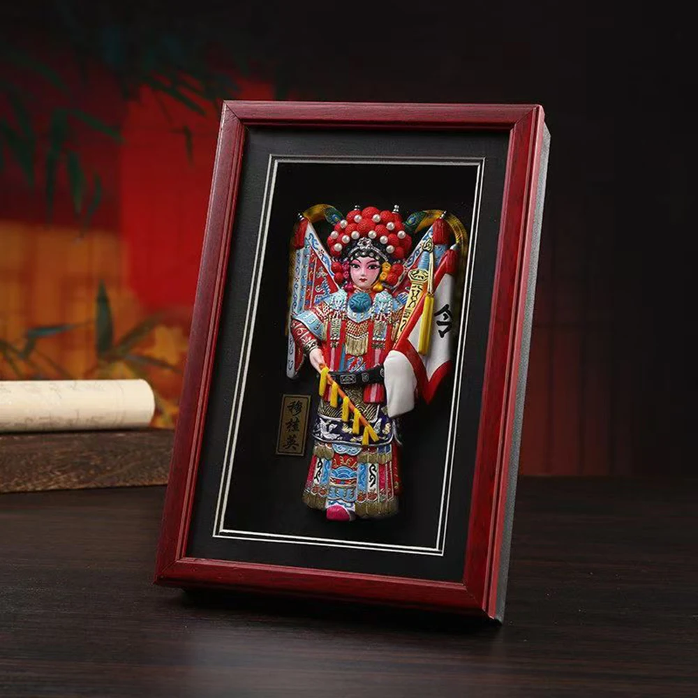 

Photo frame style Chinese Peking Opera facial makeup ornaments, Cold Porcelain Peking Opera Figures, home desktop decorations