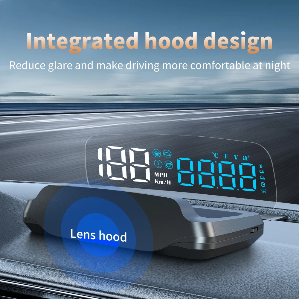 Car OBD Head Up Display Digital Speedometer Speed Monitor Clock Overspeed Alarm Water Temp Voltage RPM Gauge On Board Computer