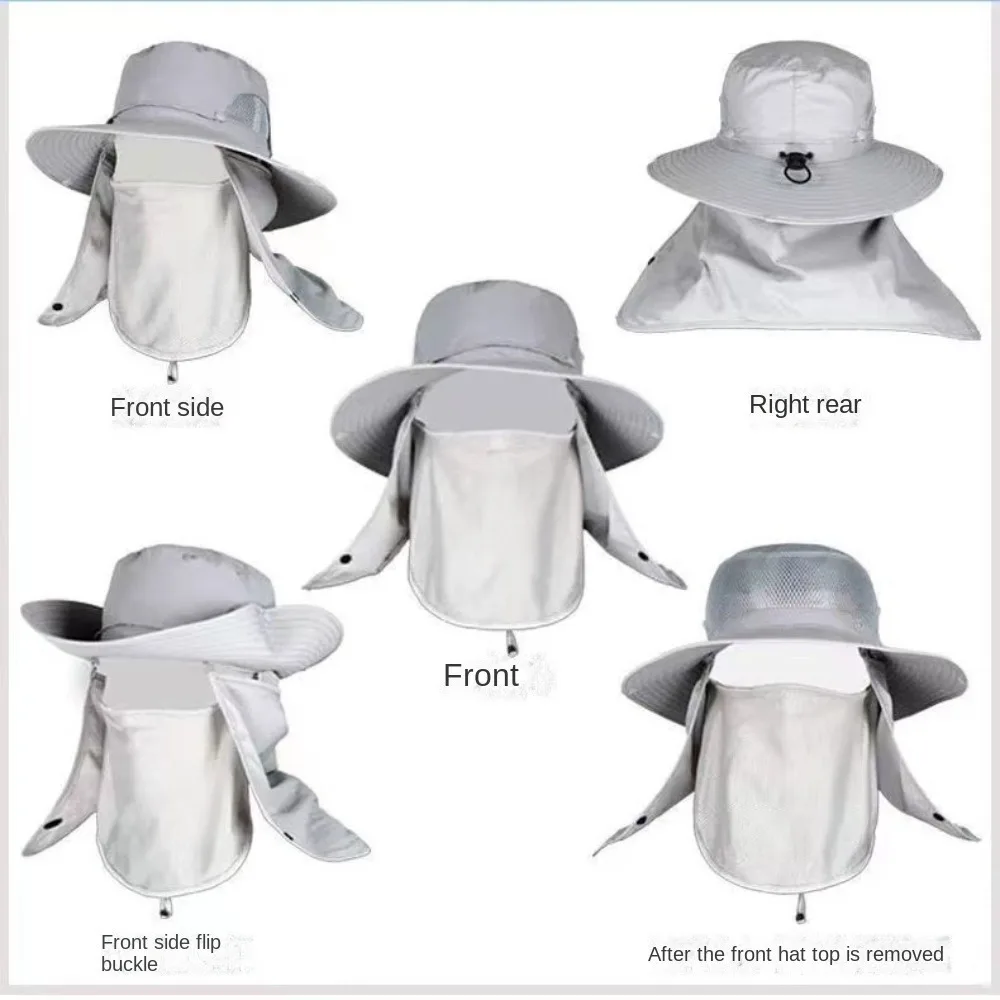 360 Degrees Protection Sun Hat Wide Brim Anti-UV Agricultural Work Hat Removable Face Mask Breathable Sunscreen and Shading Hat
