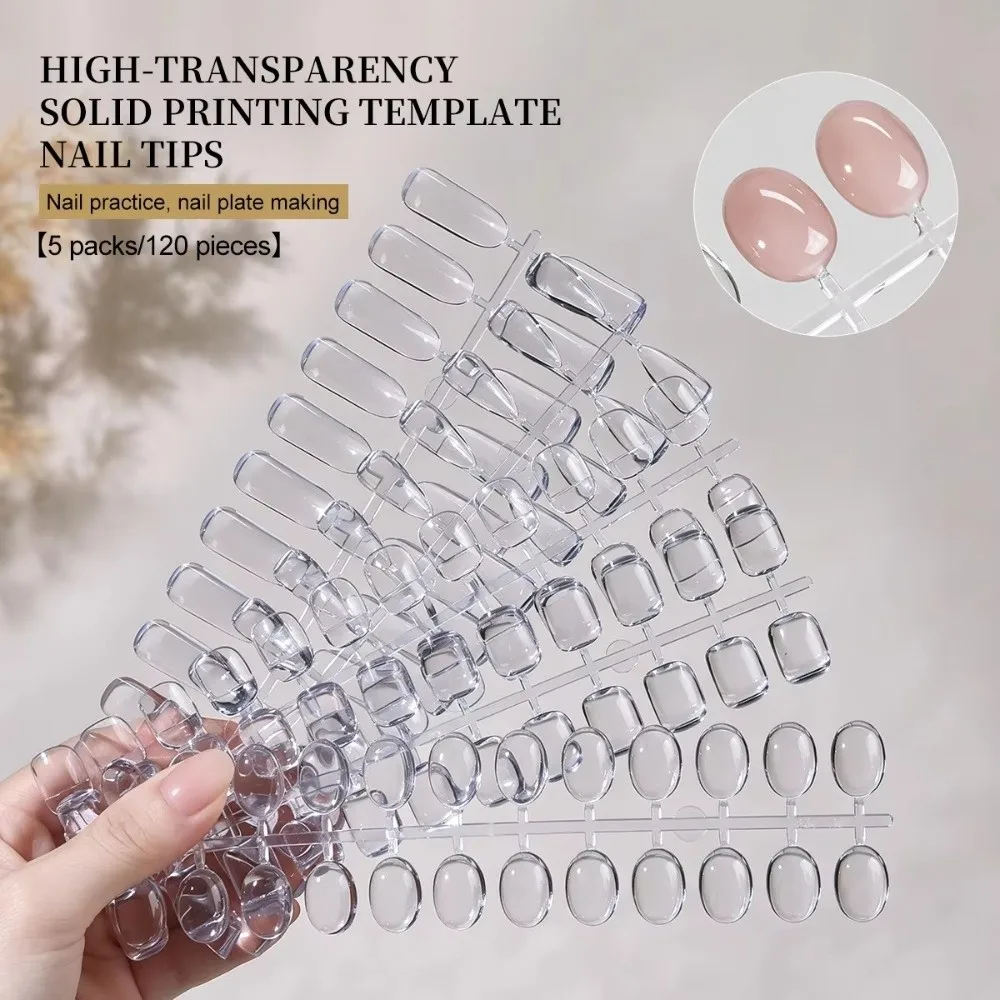 120Tips/Set Professional Clear Nail Tips Color Chart DIY Practice Equipment Solid Nail Tips Clear Transparent Nail Practice Tips