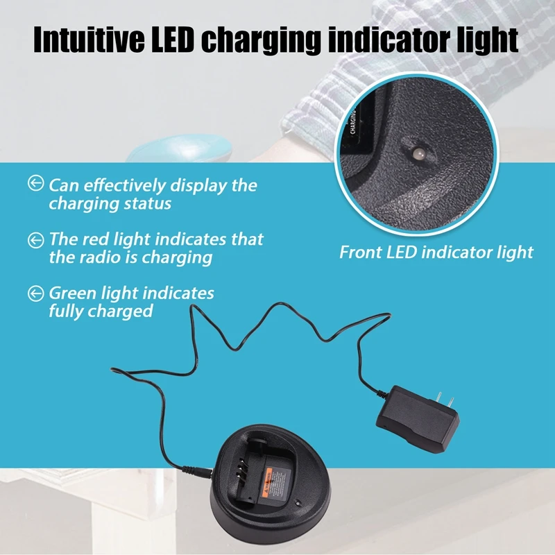 인터콤 고속 충전기, 모토로라 GP3188,GP3688,EP459,DEP450 용, 전원 어댑터 포함, 단일 유닛 데스크탑 충전기, 미국 플러그