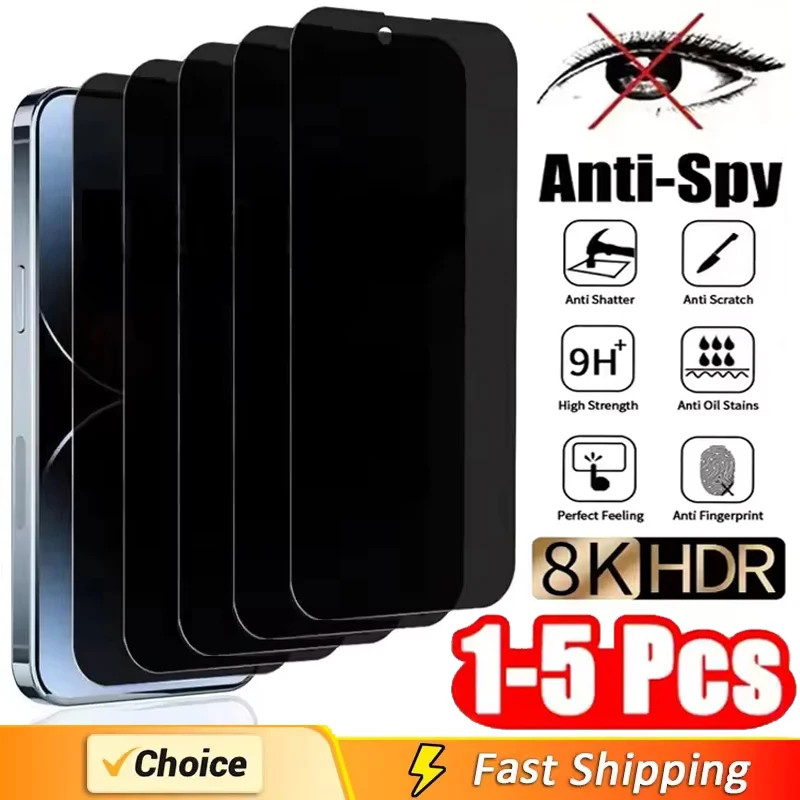 5Pcs Volle Abdeckung Privatsphäre Screen Protector Für IPhone 16 15 13 11 14Pro Max Anti-spion gehärtetem Glas Für iPhone X XS Max XR Glas