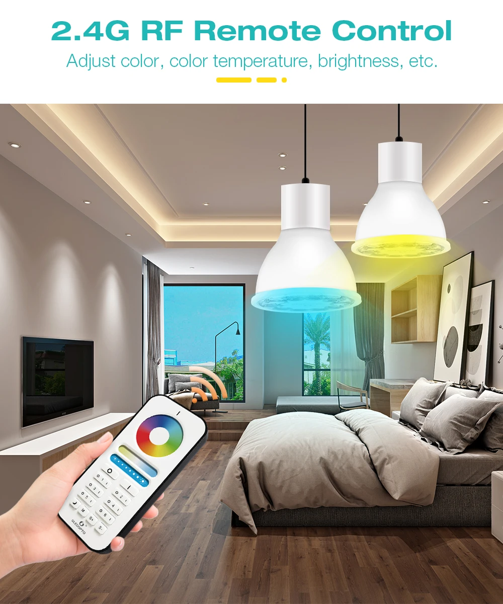 Zigbee 5W GU10 LED Spotlight RGBCCT Cor AC100 ~ 240V Funciona com Tuya APP Alexa App Voz RF Controle Remoto