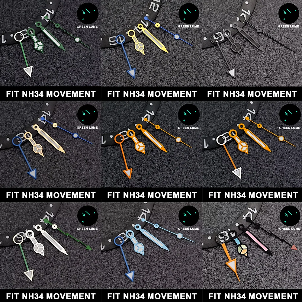 Grün leuchtende NH34 GMT-Uhrzeiger für NH34 NH35 Automatikwerk Uhrenzubehör Uhrenteile für Armbanduhren
