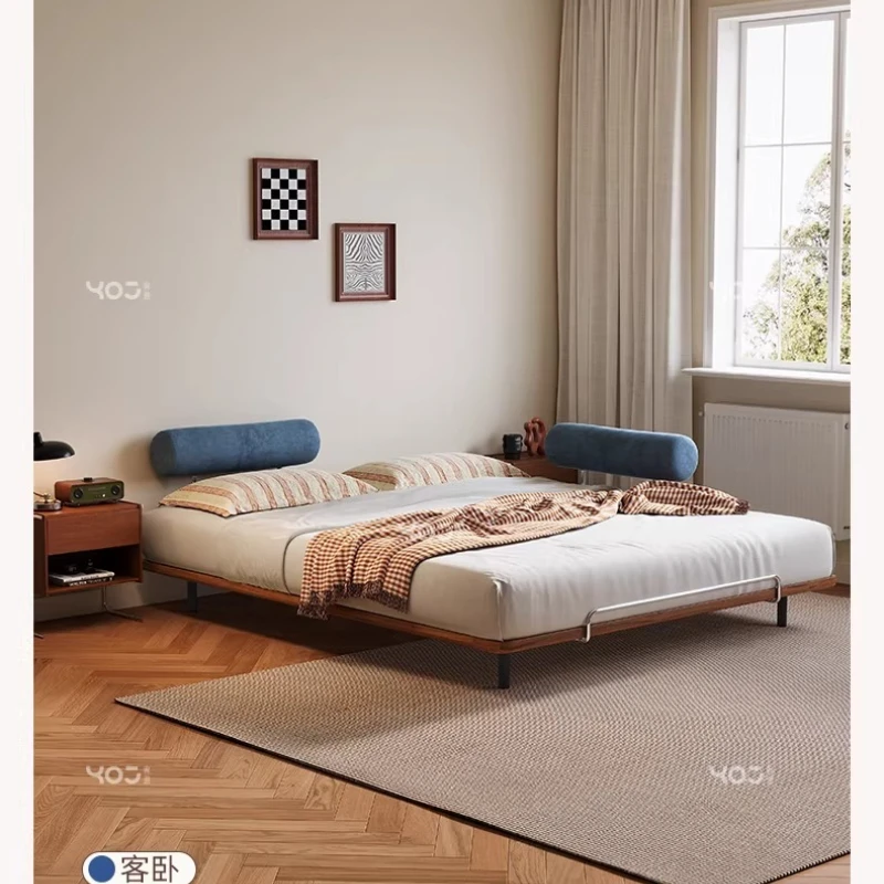 

Vintage Moni bed without bedside solid wood bed vintage thin bedside bed simple double bed