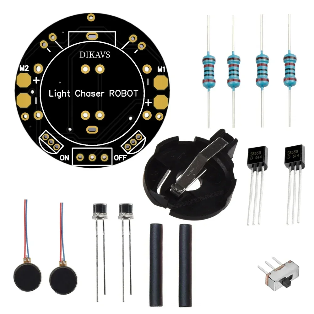 Beginner Learn To Soldering Kit Small Mobile Light Chaser Robot Kids Kits