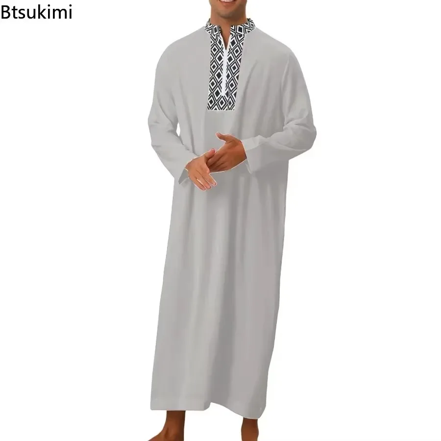 New 2026 Islam Men Clothing Moroccan Kaftan Hand Embroidered Loose and Breathable Djellaba Abaya Jubba Thobe for Man Muslim Robe