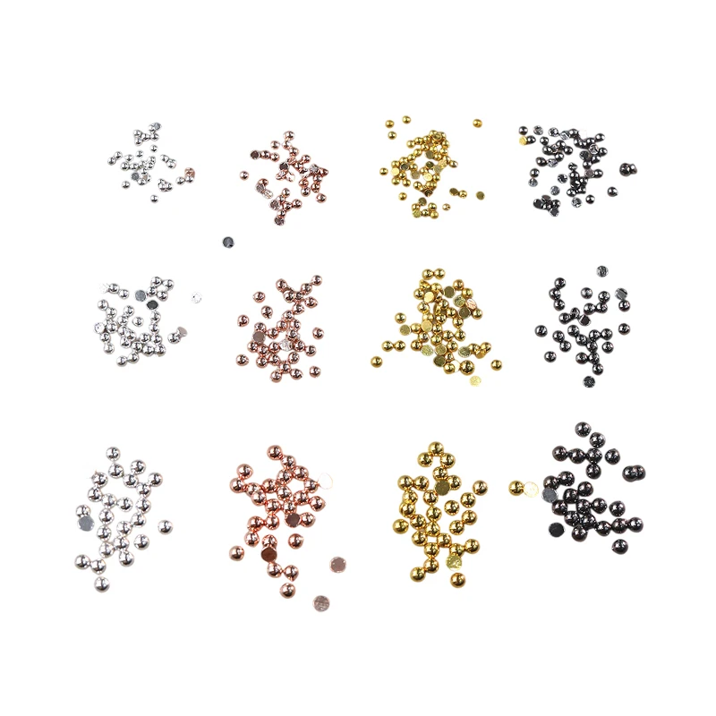 50Pcs Mini Half Round Stainless Steel Caviar Beads Nail Art Decorations Micro Ball Charm Gel Polish Tips Manicure Supplies