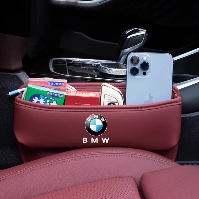 Car Seat Gap Storage Box Leather Car Seat Organizer Holder For BMW M e46 e90 e60 f30 f10 e39 e36 g20 g30 f20 e87 e92 Accessories