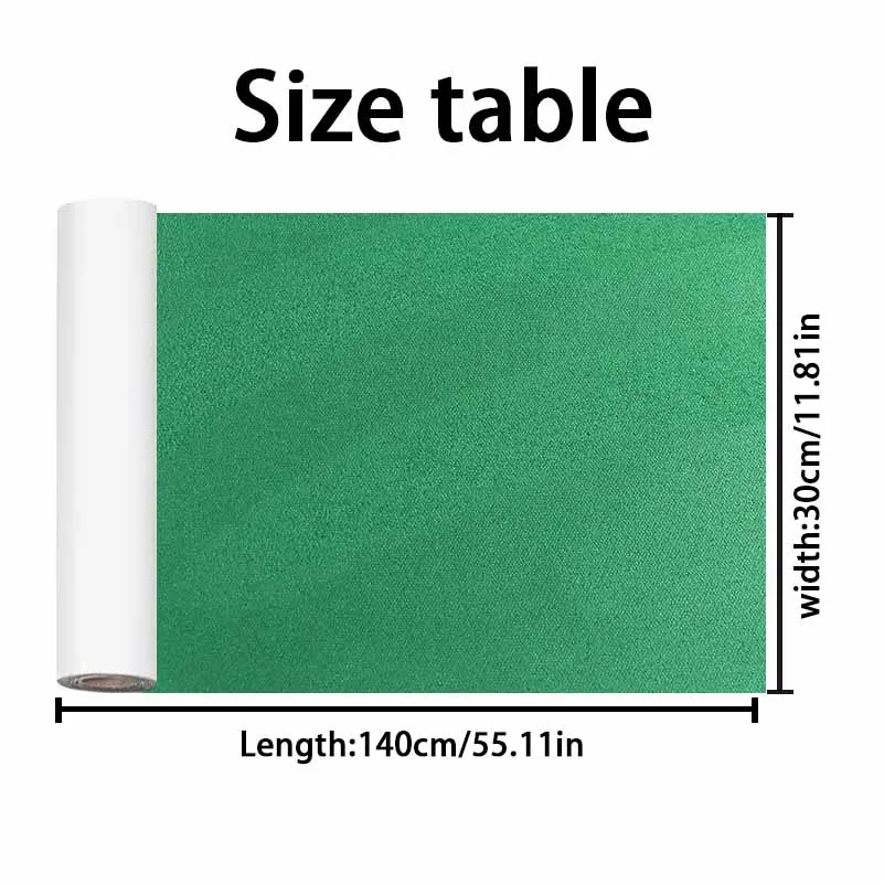 Soft Fluff High Elastic Self-Adhesive Suede 30x140cm Green 6 Seater Polyester Table Runner Dining Protector For Household Decor
