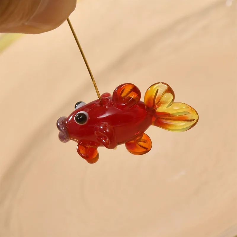 2pcs 27x17mm Handmade Lampwork Red Goldfish Bead DIY Jewelry Loose Spacer Murano Glass Bead For Bracelet Necklace Earring Making