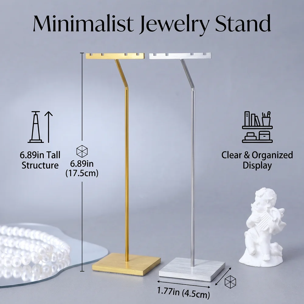 1 Pcs Gold/Silver T-shaped Metal Storage Rack Ins Style Jewelry Packaging Display For Earrings For Women & Men Earring Storage