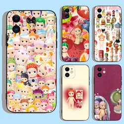 Sonny Angel Nature Art Phone Case For iPhone 16,15,14,13,12,11,XS,XR,X,8,7,Pro,Max,Plus,mini Silicone Black Cover