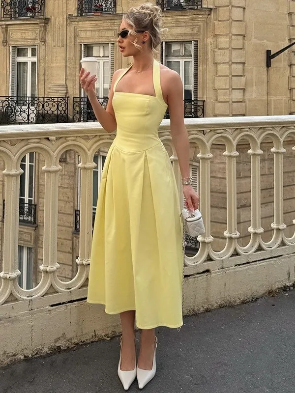 

Элегантное женское платье с завышенной талией, облегающее, без бретелек, модное, с юбкой А-силуэта, цельное