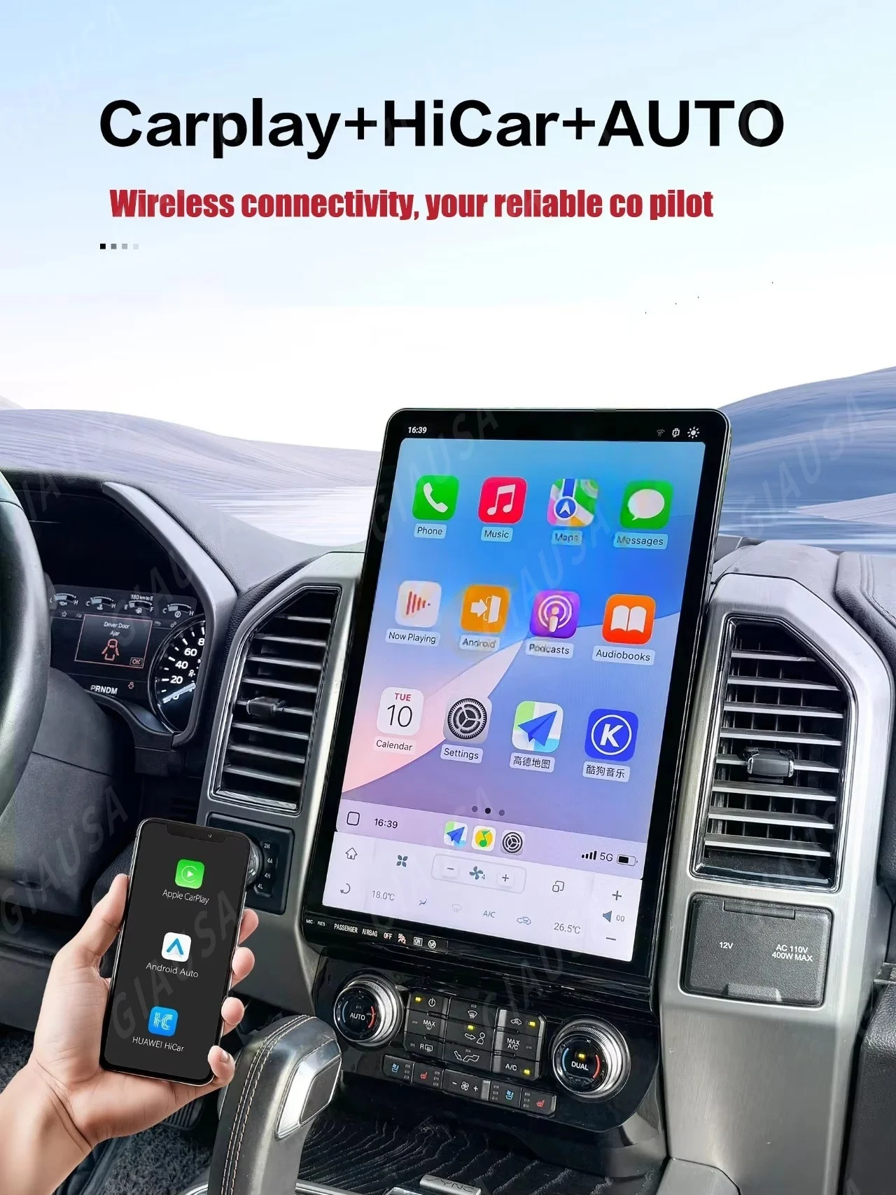 

16.8 Inch Android 13 For Ford F150 2015-2021 Wireless CarPlay Navigation Multimedia stereo Player Car GPS Navi Radio Head Unit