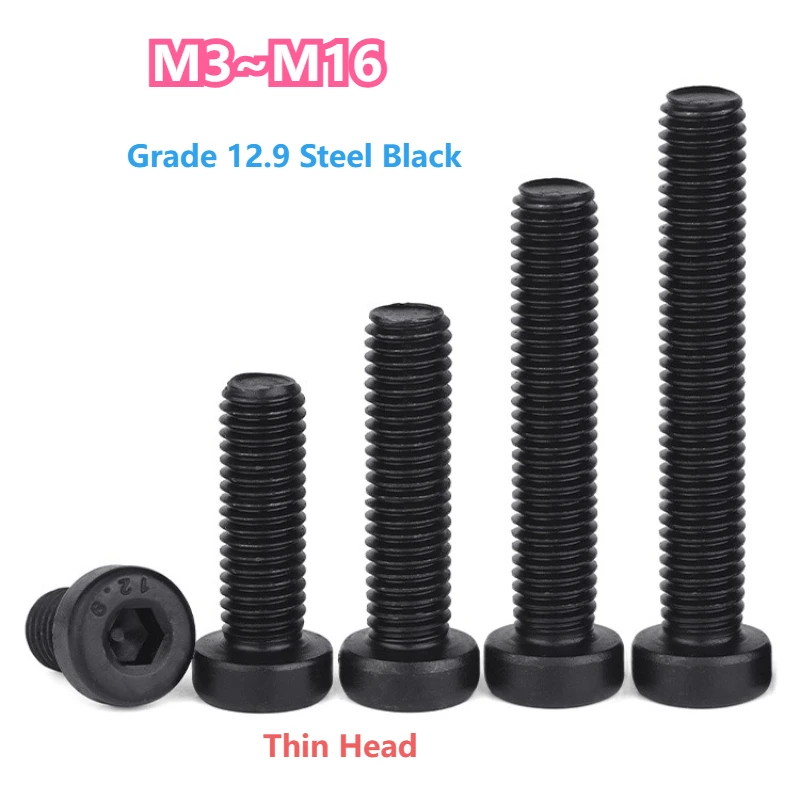 

Grade 12.9 Steel Black Hex Hexagon Socket Thin Low Short Profile Head Allen Cap Screw DIN7984 M3 M4 M5 M6 M8 M10 M12 M14 M16