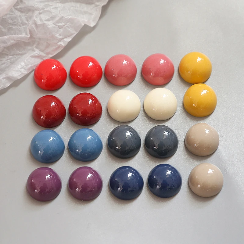 1pcs Style Ins Morandi Color 18mm Half Pill Resin Cut Face Diy Handmade Jewelry Earrings Nail Accessories Material