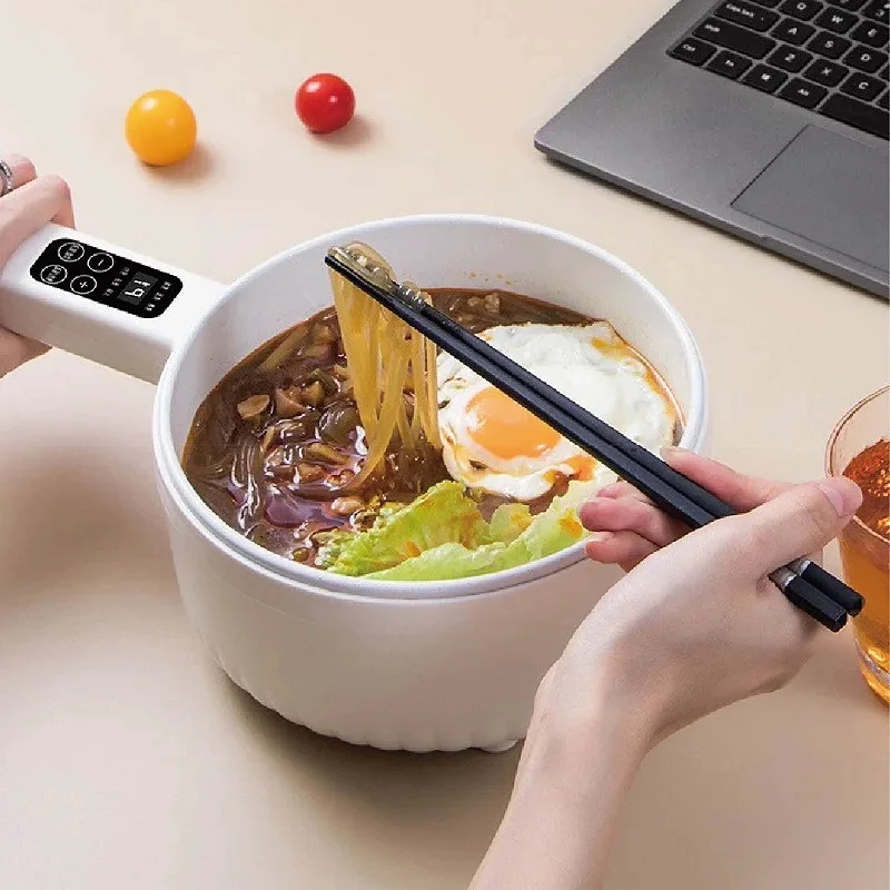 طباخ أرز كهربائي ذكي مانع للالتصاق ، مقلاة منزلية متعددة الوظائف ، طباخ نودلز للطلاب مع بخار ، أو V ، 1.6 لتر