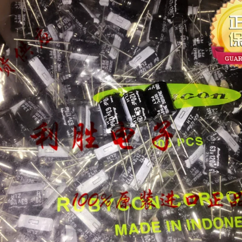 10PCS-100PCS 120UF 63V Japanese Ruby RUBYCON Capacitor 63V120UF 10 * 12.5 ZLH High Frequency