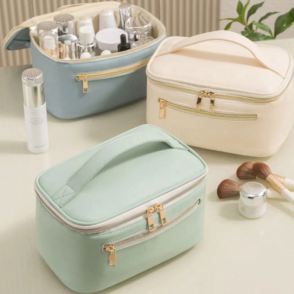 Travel Makeup Storage Bag - Large Capacity And Small Body Easy To Carry Soft PU Waterproof Makeup Bags Comfortable
