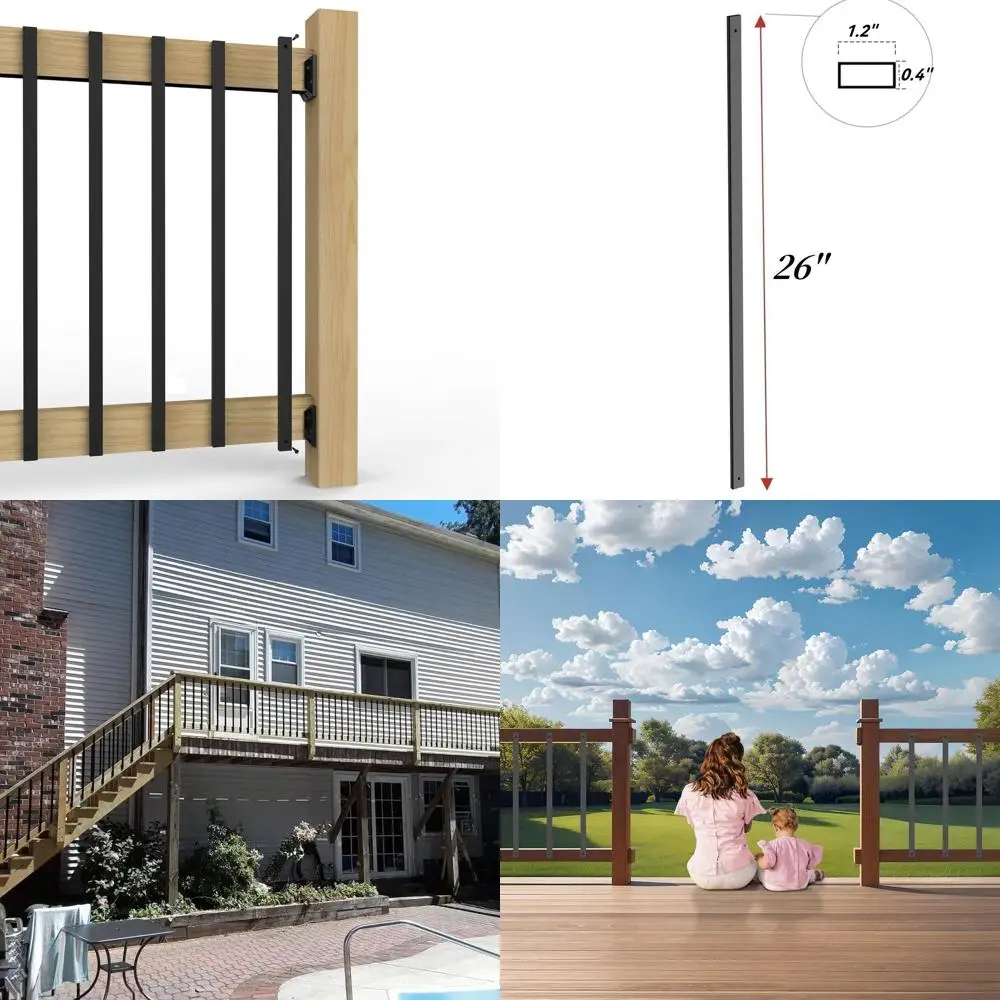 60 عبوة من الدرابزين المعدني المستطيل مقاس 26 بوصة مع أغطية نهاية ومسامير لمجموعات درابزين سطح السفينة والشرفة