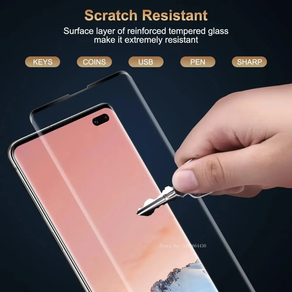 9H Curved Four Sides Glue Tempered Glass Film for Samsung Galaxy S10 + S20 + Plus 5G Screen Protector Glass