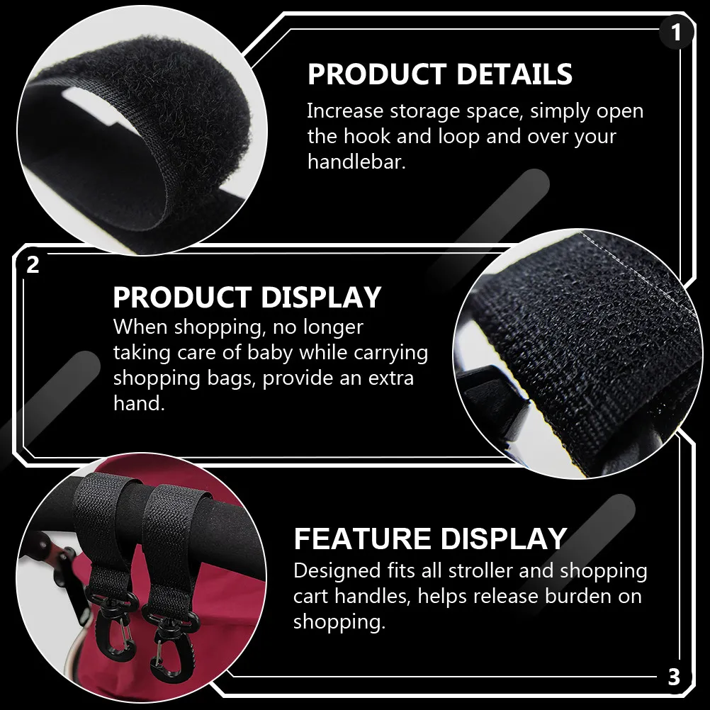 

12Pcs Stroller Hooks Adjustable Pram Hanger Diaper Bag Holder Non-Slip Hook for Nursery Bag and Daily Articles