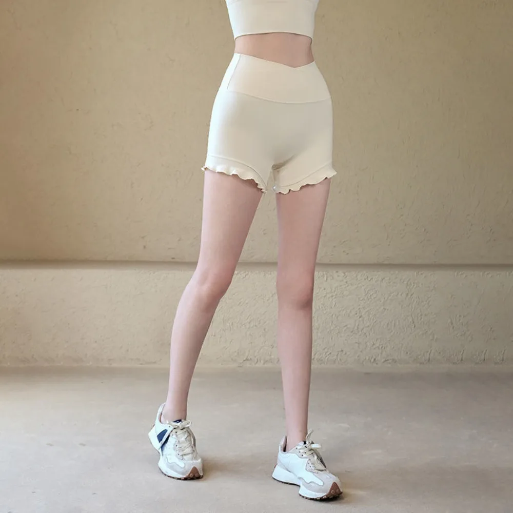 Invisible Open Crotch Outdoor Sex Hips Sweatpants Summer Fitness Shorts Women Waist Yoga Three-point Pants Exotic Leggings