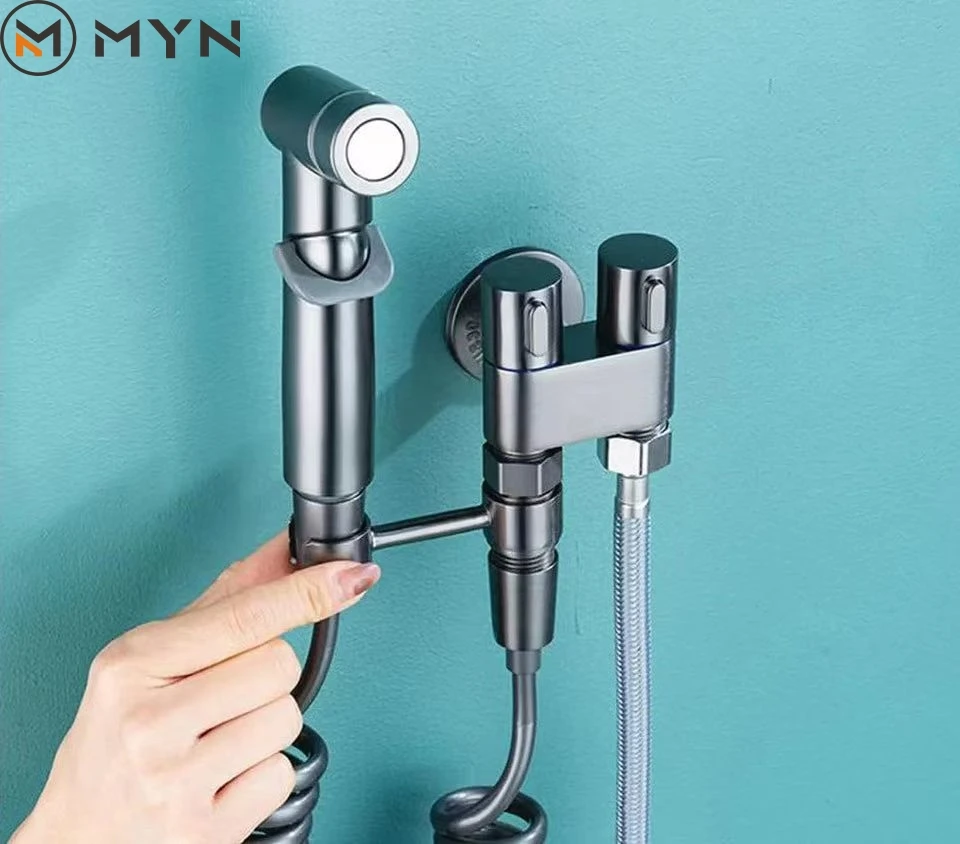 Gun Grey Toilet Partner Gun Syringe Gun Ashes Multifunctional Pressure Nozzle One Into Two Double Charged Cleaning Sprayer Set