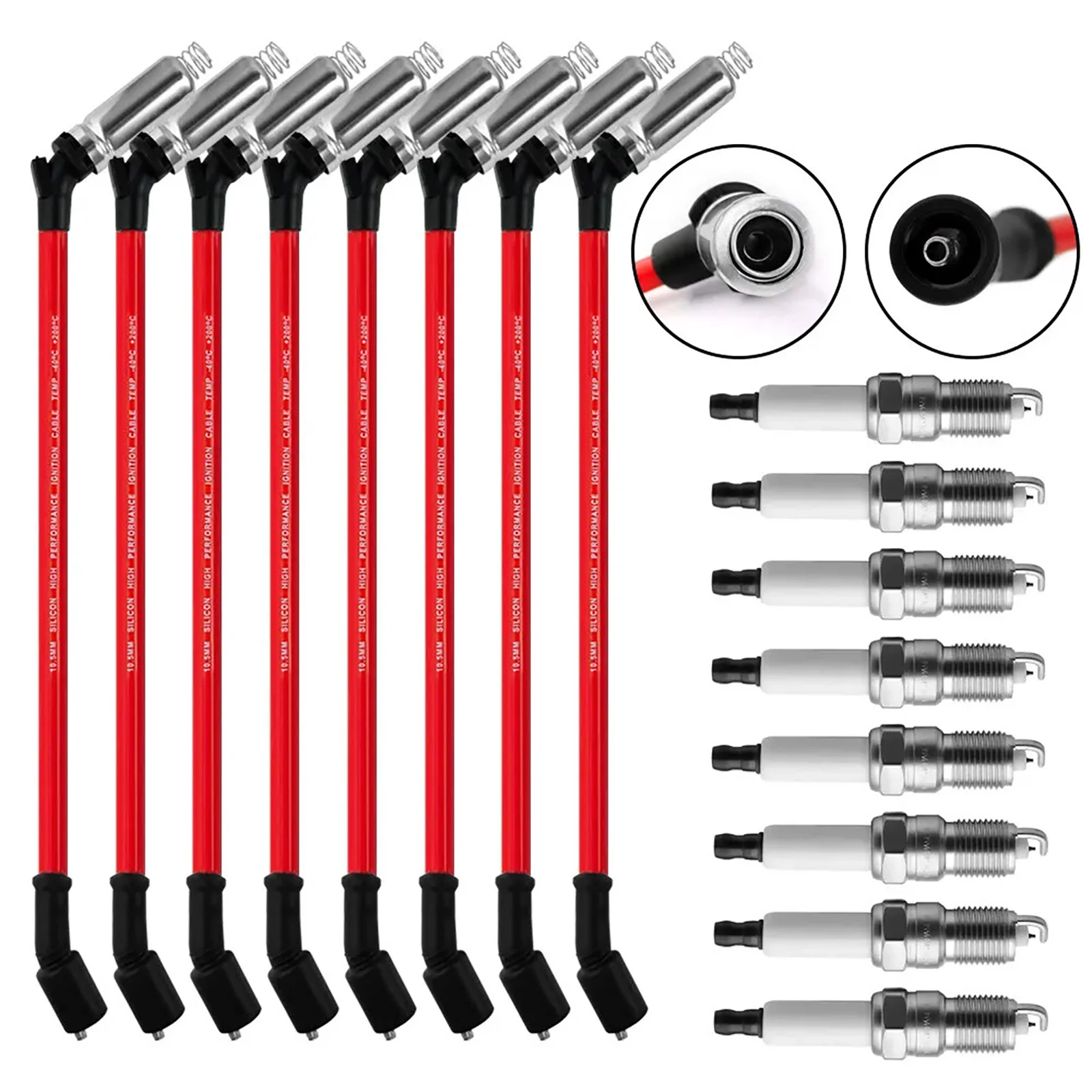 

8X Spark Plugs & Wires 10.5mm Set For Chevrolet for Corvette for GMC 6.0L V8 2005 19299585 NEW Spark Plug Wire Kit