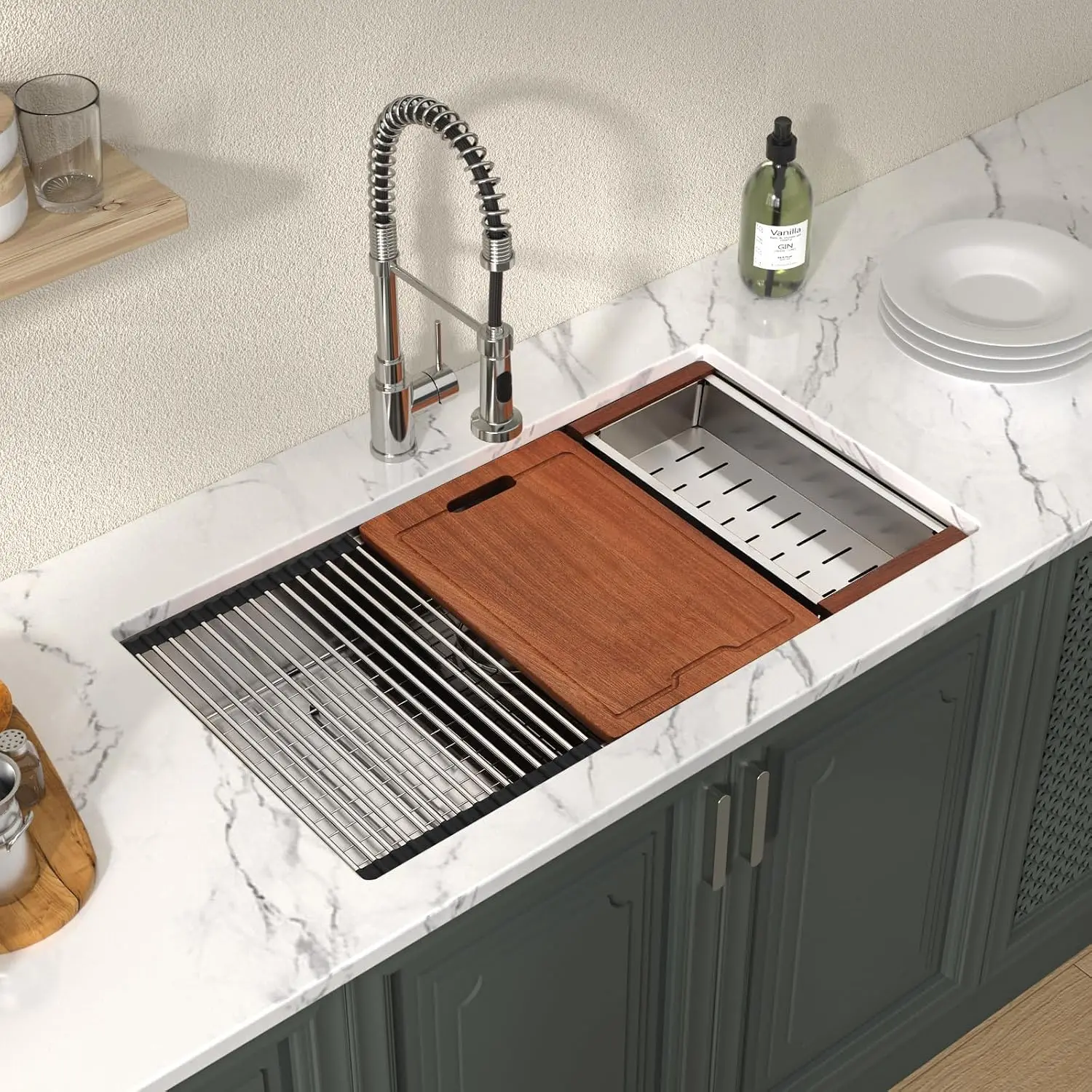 33 Inch Undermount Kitchen Sink Workstation 33