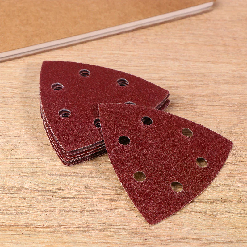 

40Pcs Triangular Sanding Pads 6 Holes Detail Sander Sandpaper Grits 80+120+180+240 Perfect For Delta/Multi-Grip Sanders