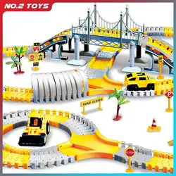 Children's Engineering Rail Car Toy DIY Assembled Electric Railway Train Car Parent-child Interaction Early Educational Toy Gift