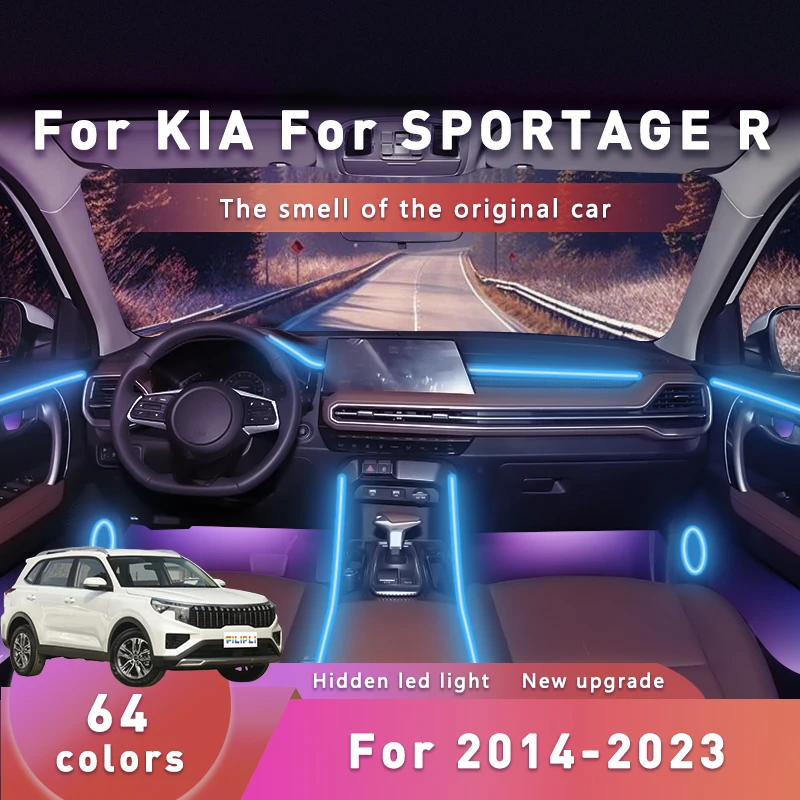 

FILIPLI For KIA SPORTAGE R For 2014-2023 DIY Car Interior LED Strips Multi Colour Acrylic Car Ambient Light By Bluetooth Control