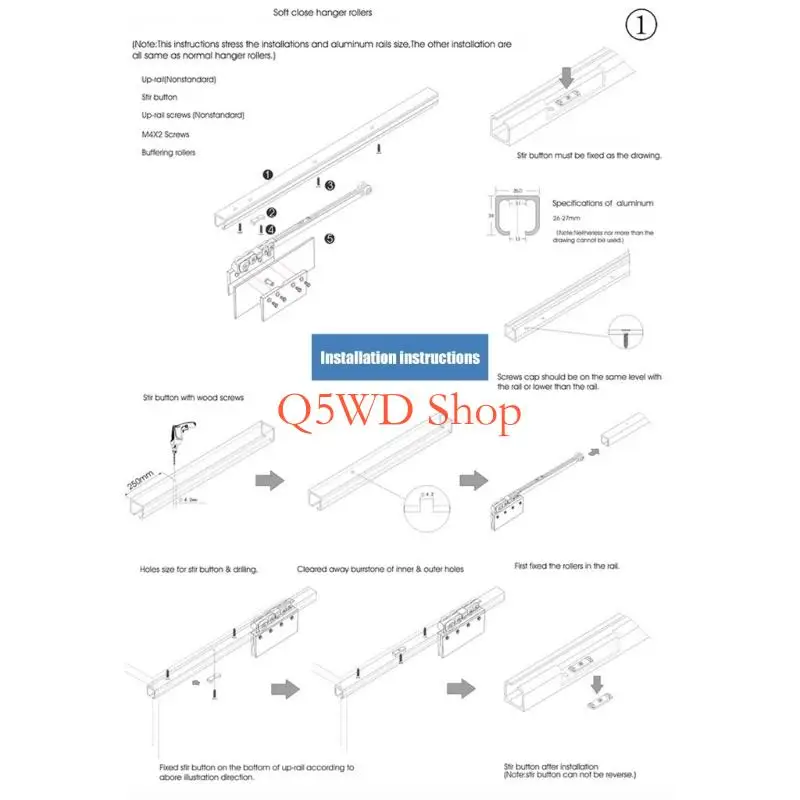 

Q5WD Modern Quiet Sliding Door Roller Stainless Steel Glass Door Hanging Wheel