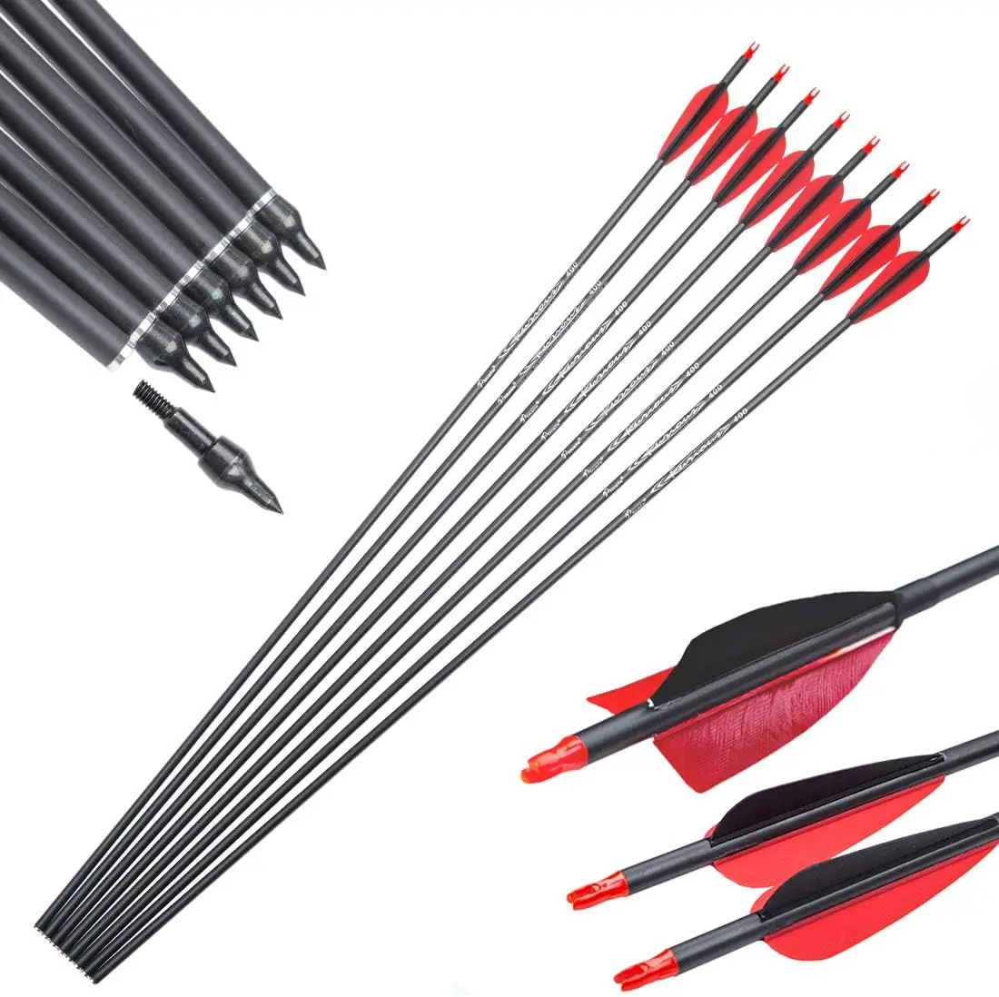 

Click to see full view Archery 300 340 400 500 600 700 800 Spine Carbon Arrows for Compound Recurve Bow Traditional Longbow 30