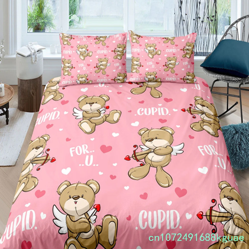 Cartoon Animals Toddler Bedding Set Toy Bear Star Pattern Duvet Cover For Boy Girl Kids Child Teen Microfiber 3D Comforter Cover